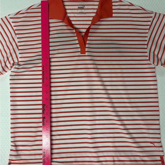 Puma Women's Everyday Striped White Glow/Salmon Pique Polo Shirt Multiple Sizes - Picture 13 of 16
